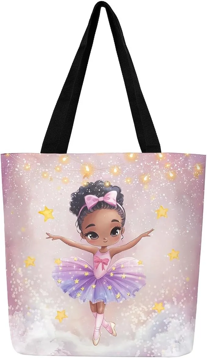 Castle Fairy Bowknot Tote Bag Aesthetic for Women Girls,Cute Ballet Reusable Grocery Handbag