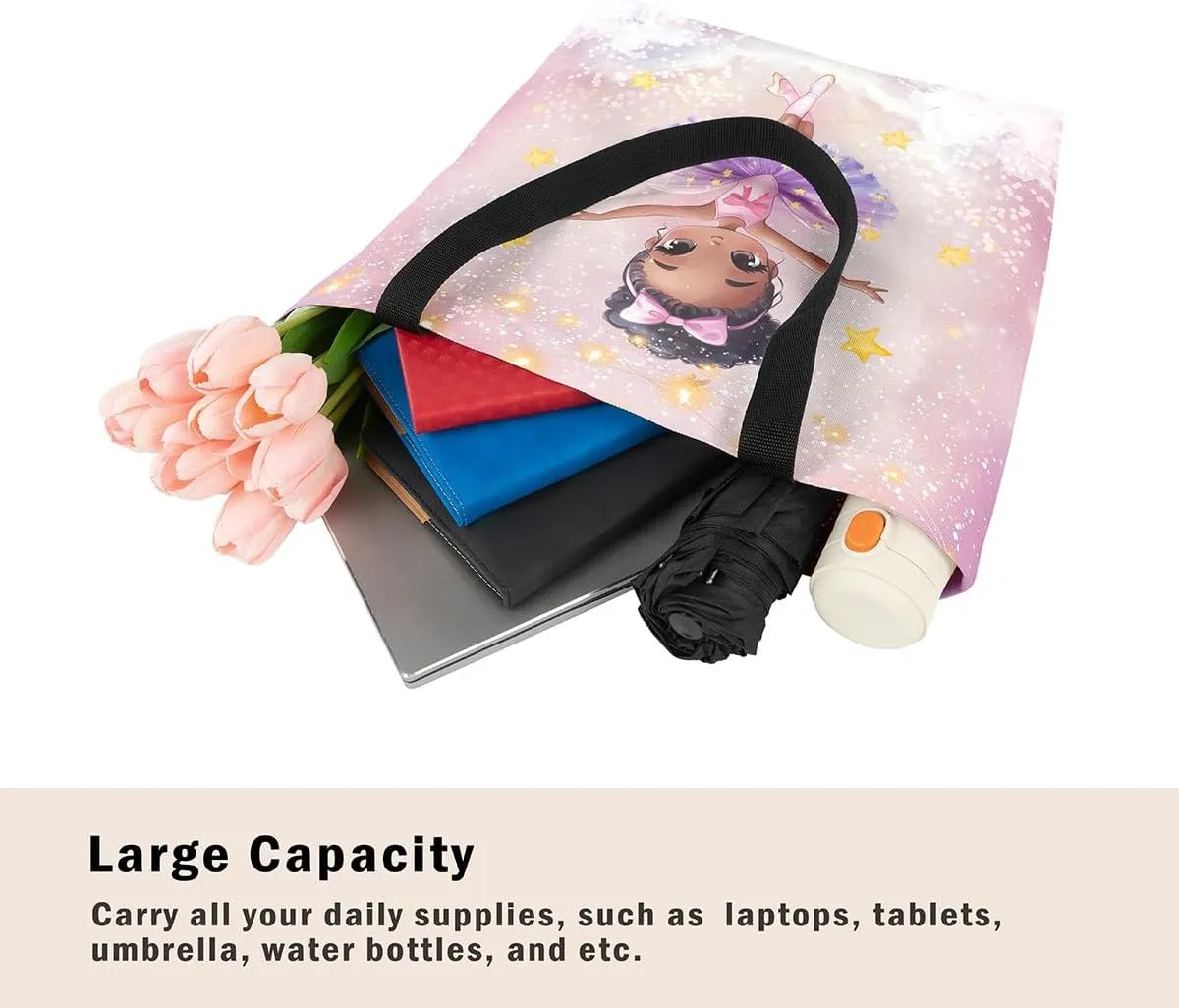 Castle Fairy Bowknot Tote Bag Aesthetic for Women Girls,Cute Ballet Reusable Grocery Handbag