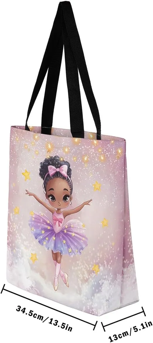 Castle Fairy Bowknot Tote Bag Aesthetic for Women Girls,Cute Ballet Reusable Grocery Handbag