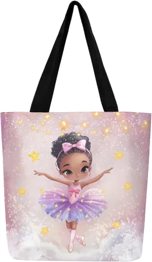 Castle Fairy Bowknot Tote Bag Aesthetic for Women Girls,Cute Ballet Reusable Grocery Handbag