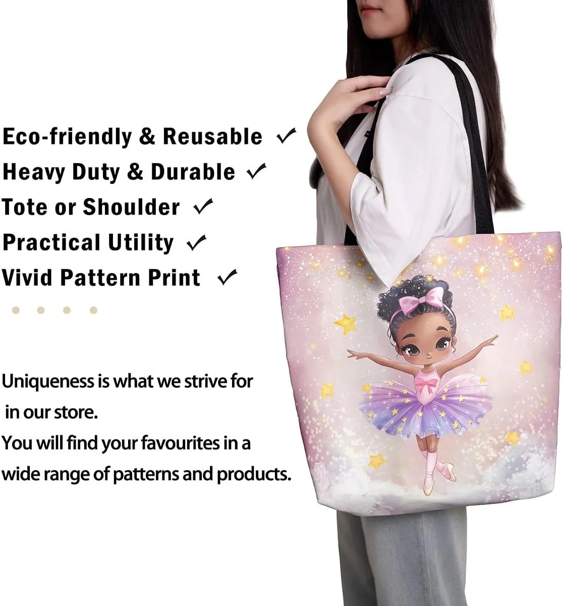 Castle Fairy Bowknot Tote Bag Aesthetic for Women Girls,Cute Ballet Reusable Grocery Handbag