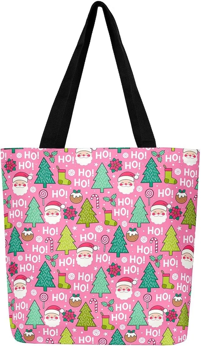 Castle Fairy Christmas Canvas Tote Bag Aesthetic for Teens,Shopping Bag Reusable Grocery Handbag