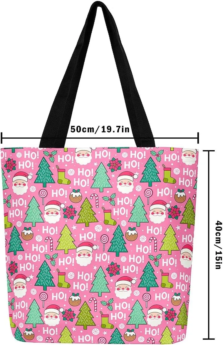 Castle Fairy Christmas Canvas Tote Bag Aesthetic for Teens,Shopping Bag Reusable Grocery Handbag