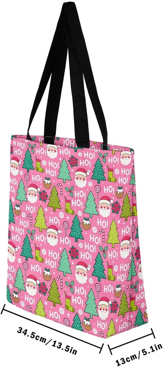 Castle Fairy Christmas Canvas Tote Bag Aesthetic for Teens,Shopping Bag Reusable Grocery Handbag