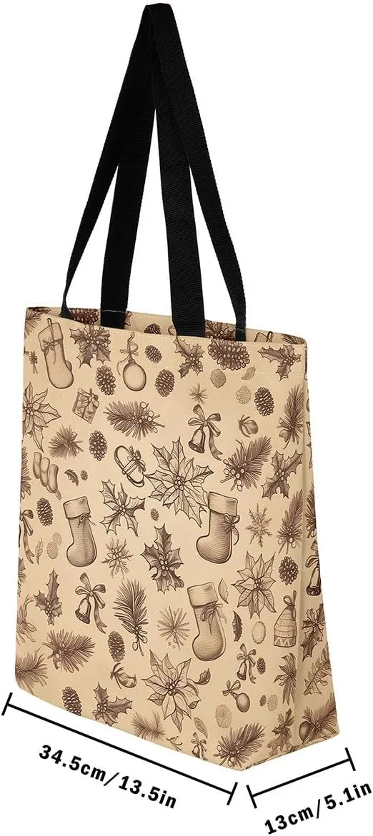 Castle Fairy Christmas Canvas Tote Bag Aesthetic for Teens,Shopping Bag Reusable Grocery Handbag