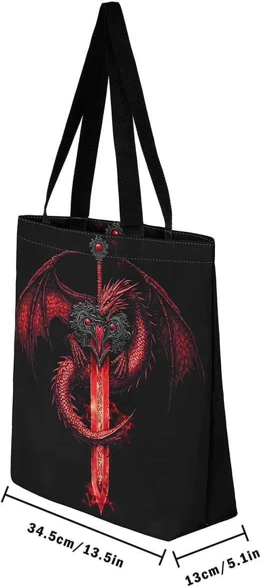 Castle Fairy Gamer Canvas Tote Bag Aesthetic for Women,Sports Reusable Grocery Handbag