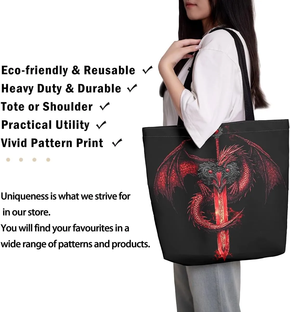 Castle Fairy Gamer Canvas Tote Bag Aesthetic for Women,Sports Reusable Grocery Handbag