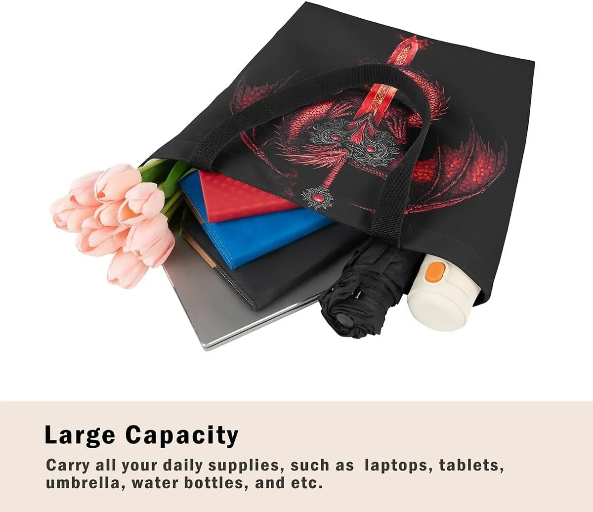 Castle Fairy Gamer Canvas Tote Bag Aesthetic for Women,Sports Reusable Grocery Handbag