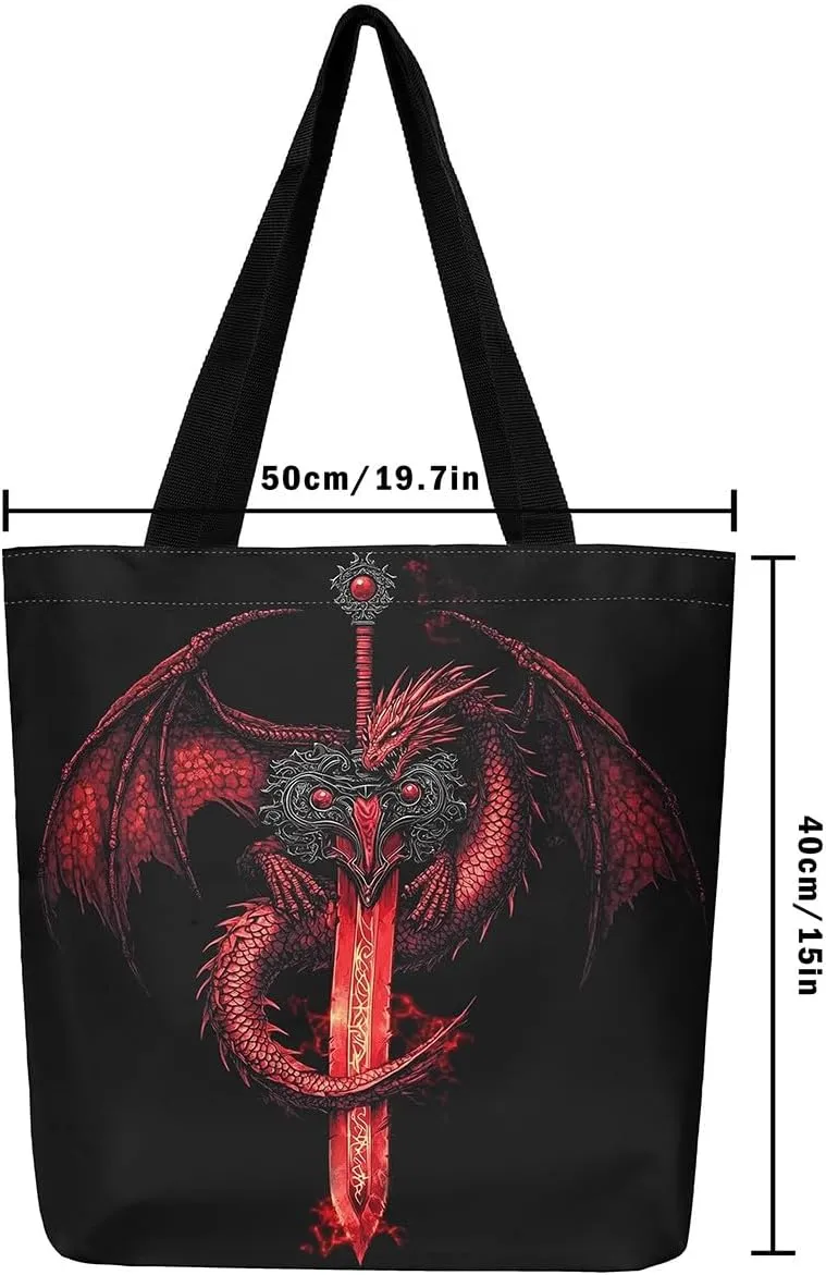 Castle Fairy Gamer Canvas Tote Bag Aesthetic for Women,Sports Reusable Grocery Handbag