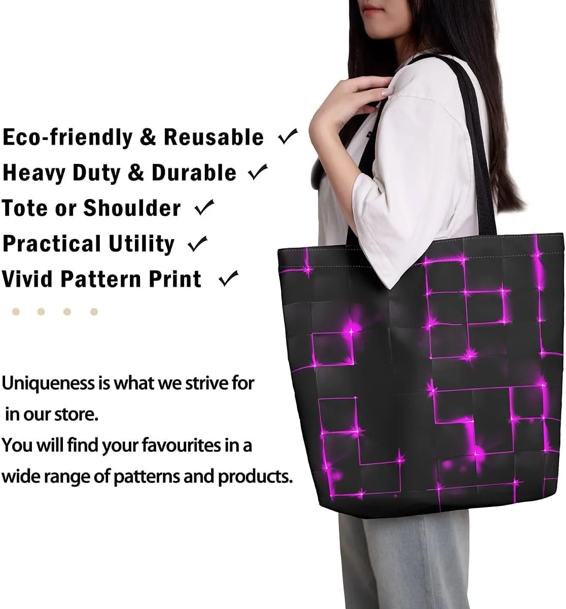 Castle Fairy KIds Teens Adult Canvas Tote Bag Aesthetic,Modern HD Painting Reusable Grocery Handbag