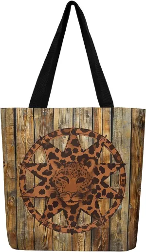 Castle Fairy Leopard Print Canvas Tote Bag