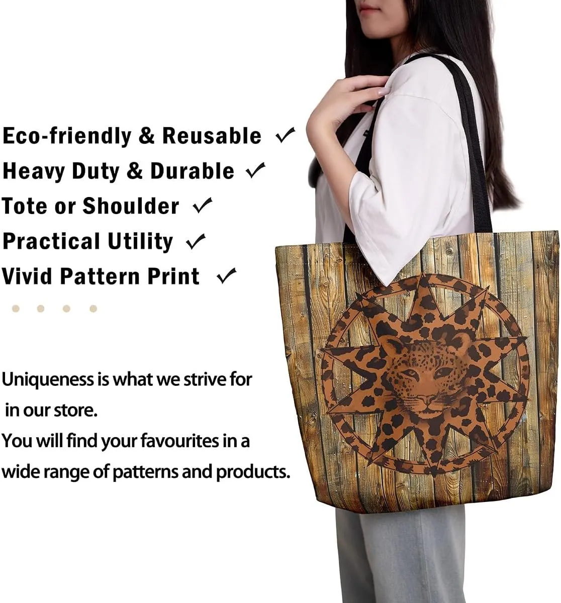 Castle Fairy Leopard Print Canvas Tote Bag