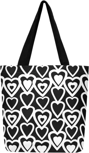 Castle Fairy Love Purple Black Canvas Tote Bag for Adults