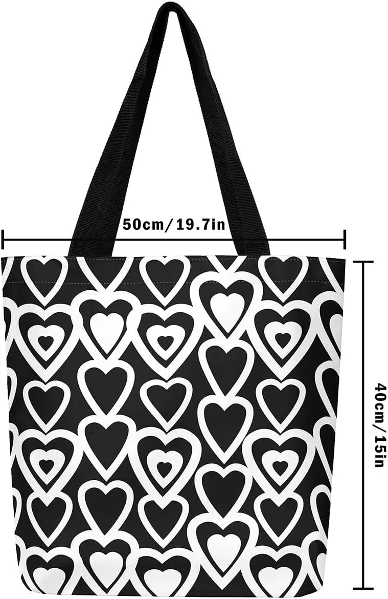 Castle Fairy Love Purple Black Canvas Tote Bag for Adults