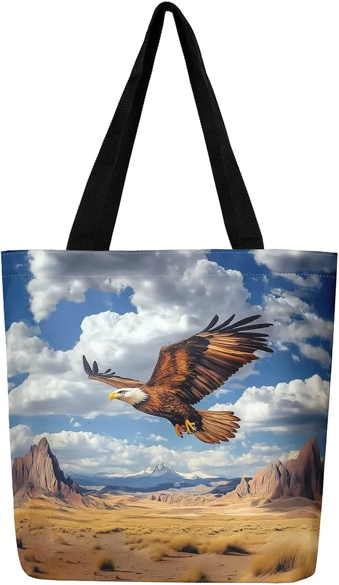 Castle Fairy Purple Elephant Canvas Tote Bag for Adults,Ethnic Tribal Animals Reusable Shopping Bags Portable Storage Handbag