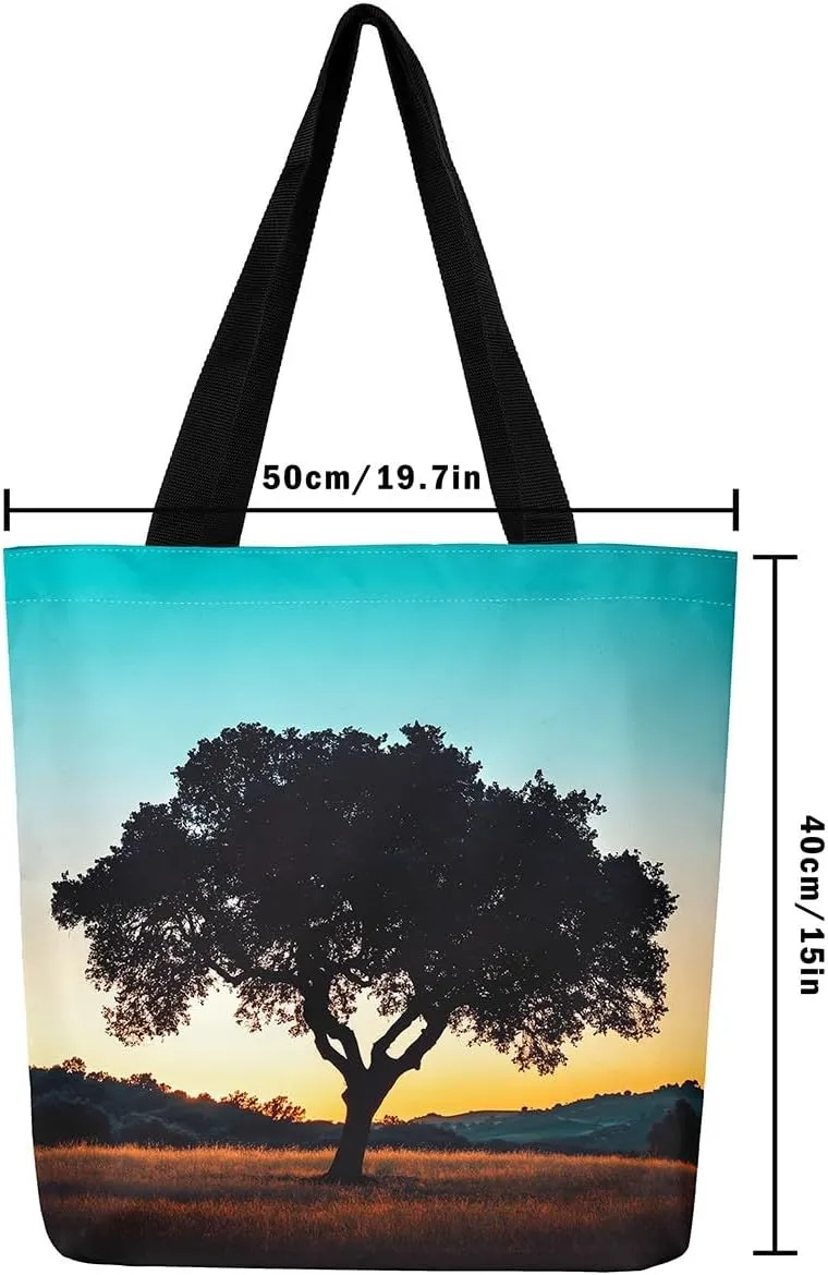 Castle Fairy Purple Elephant Canvas Tote Bag for Adults,Ethnic Tribal Animals Reusable Shopping Bags Portable Storage Handbag