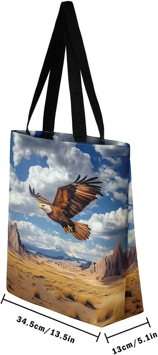 Castle Fairy Purple Elephant Canvas Tote Bag for Adults,Ethnic Tribal Animals Reusable Shopping Bags Portable Storage Handbag