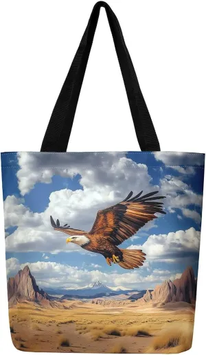 Castle Fairy Purple Elephant Canvas Tote Bag for Adults,Ethnic Tribal Animals Reusable Shopping Bags Portable Storage Handbag