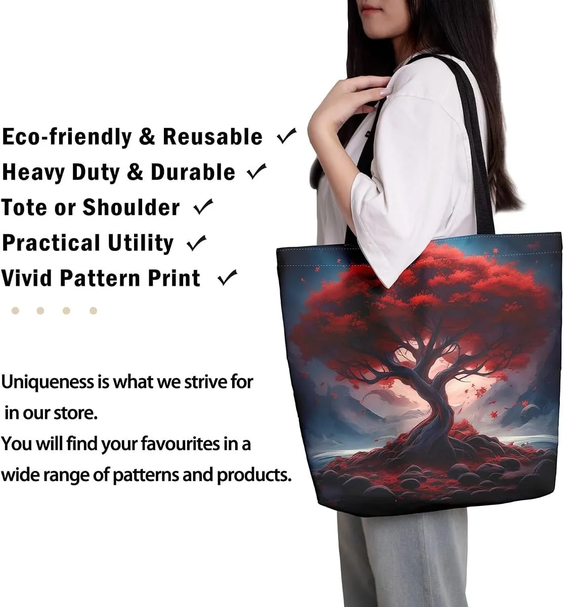 Castle Fairy Women's Canvas Tote Bag for Beach Travel Shopping