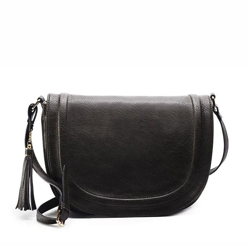 casual crossbody bag soft cover solid saddle tassel women messenger bags high shoulder bag for women