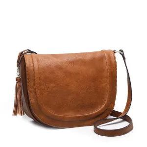casual crossbody bag soft cover solid saddle tassel women messenger bags high shoulder bag for women