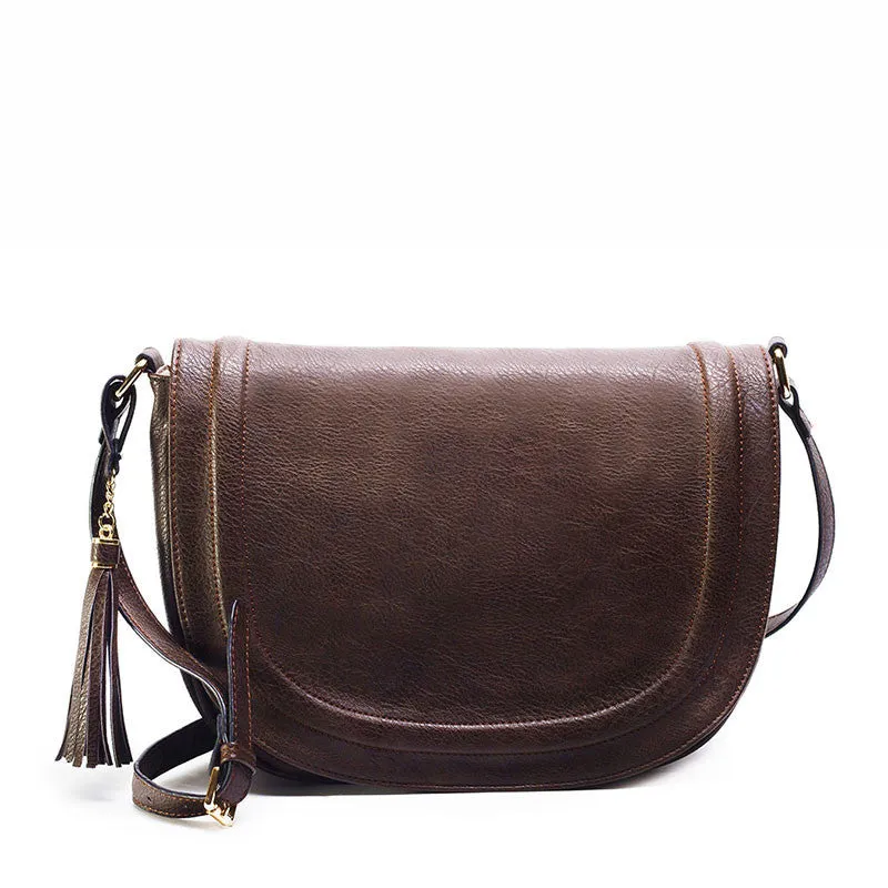 casual crossbody bag soft cover solid saddle tassel women messenger bags high shoulder bag for women