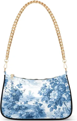 CEBUGI Crossbody Bags for Women Shoulder Purse Blue Flower Handbags Stylish Clutch Purse with Chain Strap