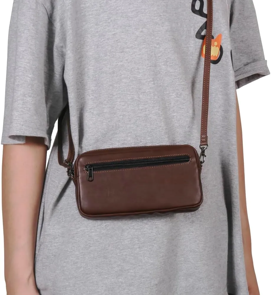 Cell Phone zipper Purse, Leather Small Crossbody Bags for men and women, Crossbody Bag With Shoulder