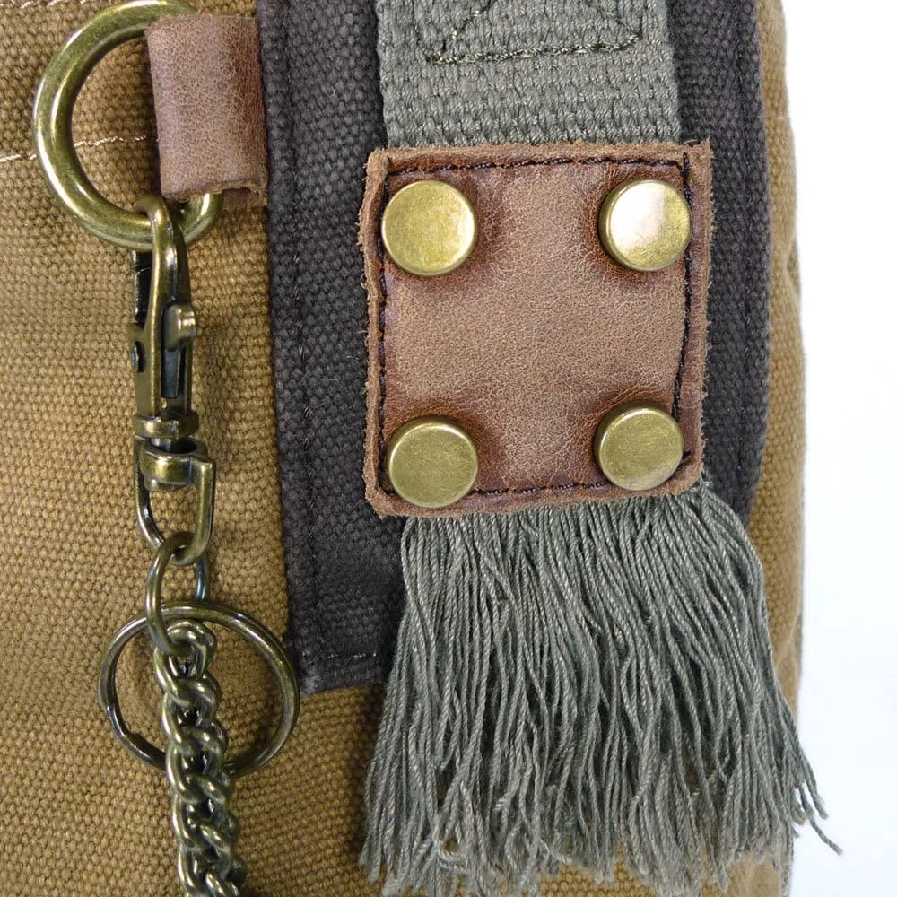 Chala Canvas Cross-body Purse Roomy Messenger (Bag Only) (Brown)
