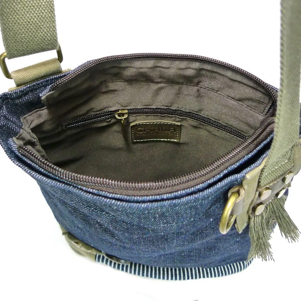 Chala Canvas Cross-body Purse Roomy Messenger (Bag Only) (Denim Blue)