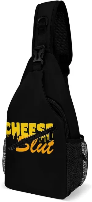 Cheese Slut Funny Crossbody Sling Bag Novelty Chest Bags Shoulder Backpack For Travel Hiking 15×8×4 Inches