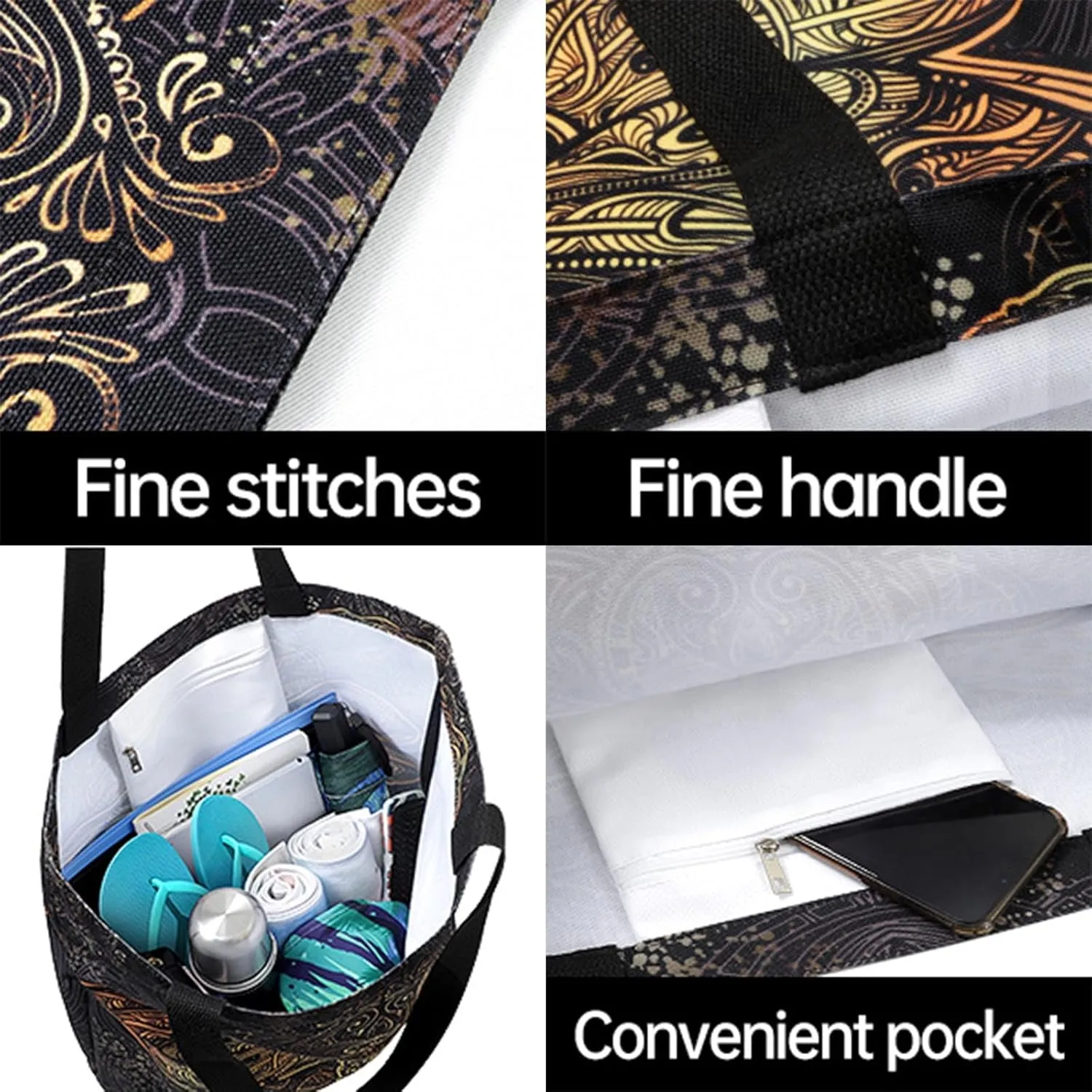 Chic Lifelike Pattern Extra Large Shoulder Tote Bag for Beach Travel Weekender Gym Grocery Shopping