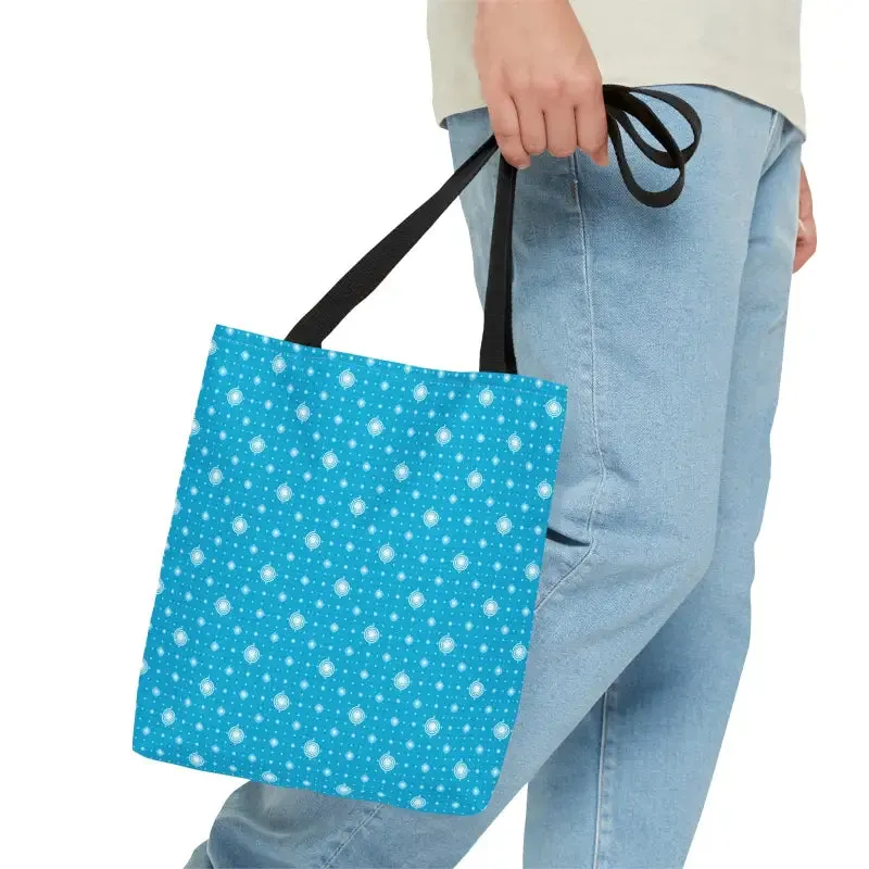 Chic Print Tote Bag with Bold Blue Background