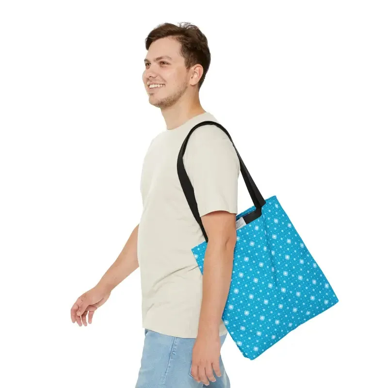 Chic Print Tote Bag with Bold Blue Background