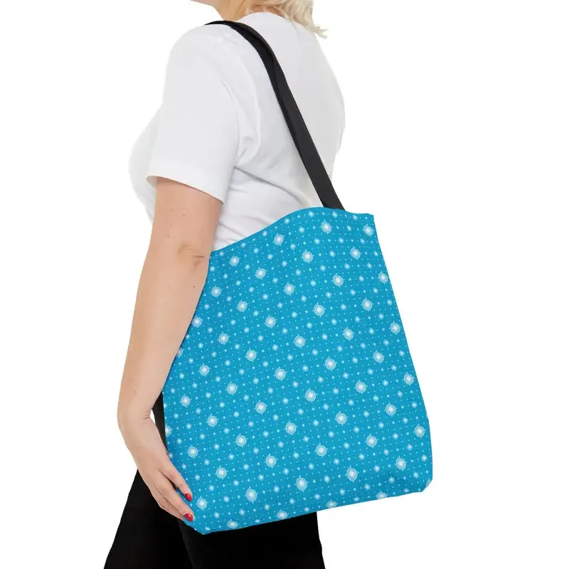 Chic Print Tote Bag with Bold Blue Background