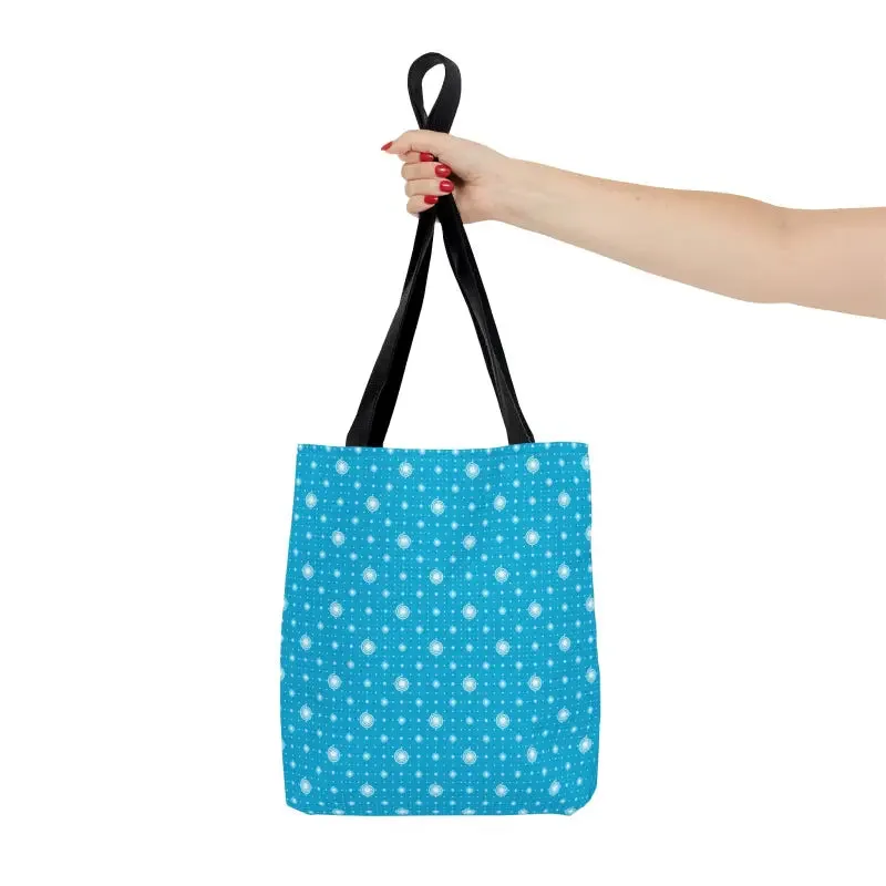 Chic Print Tote Bag with Bold Blue Background