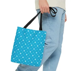 Chic Print Tote Bag with Bold Blue Background