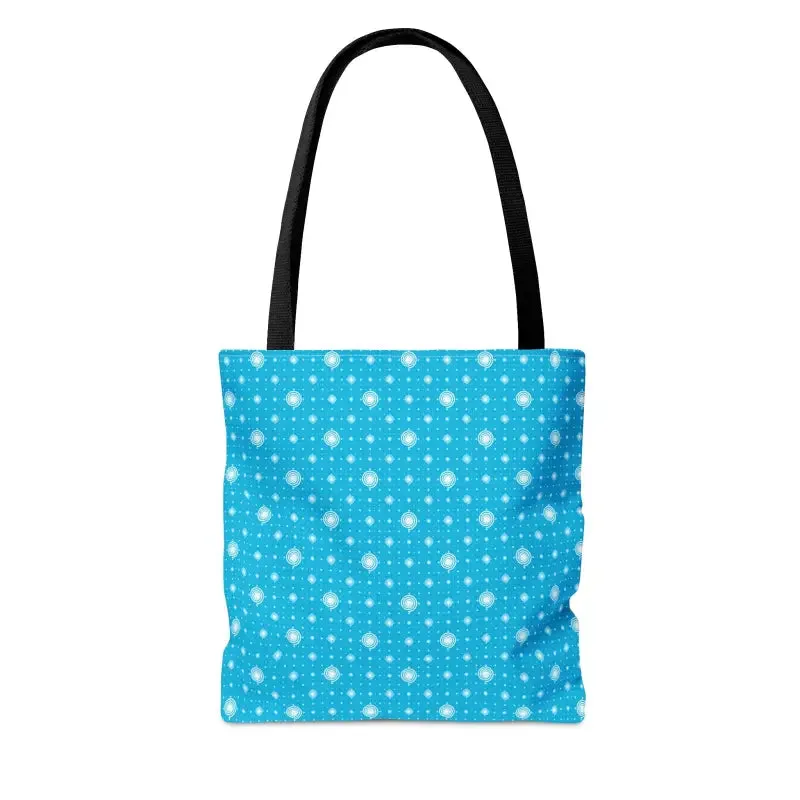 Chic Print Tote Bag with Bold Blue Background