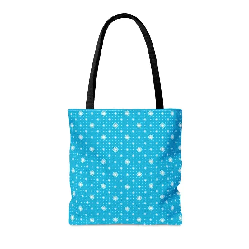 Chic Print Tote Bag with Bold Blue Background