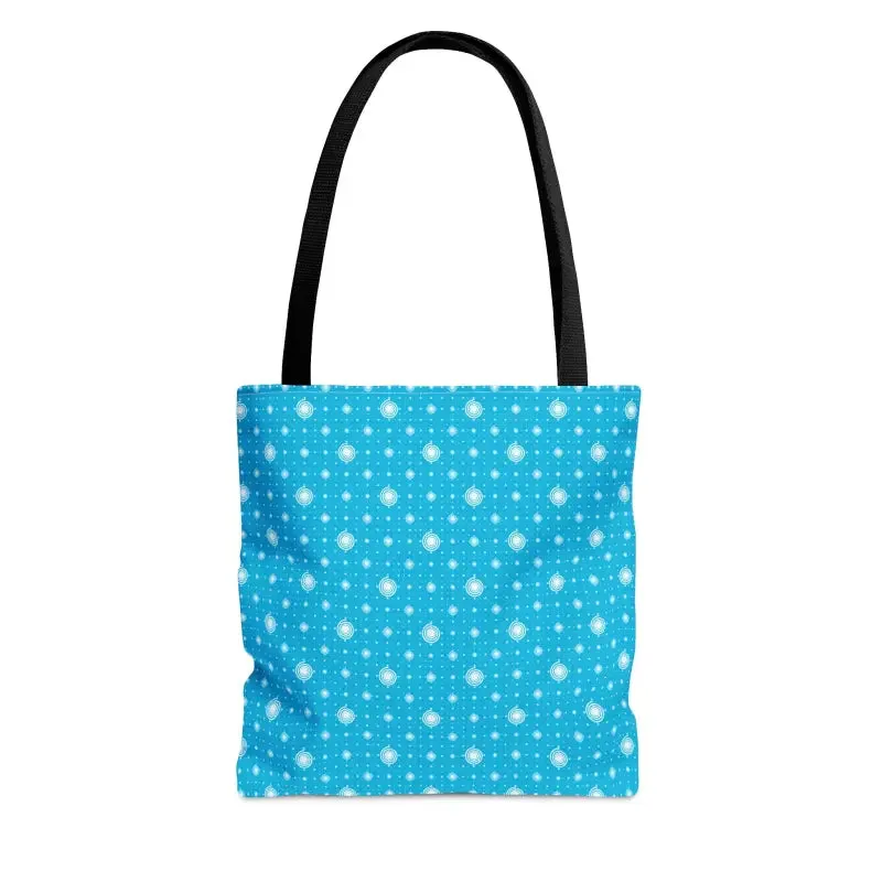 Chic Print Tote Bag with Bold Blue Background