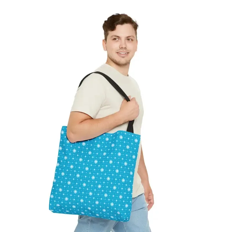 Chic Print Tote Bag with Bold Blue Background