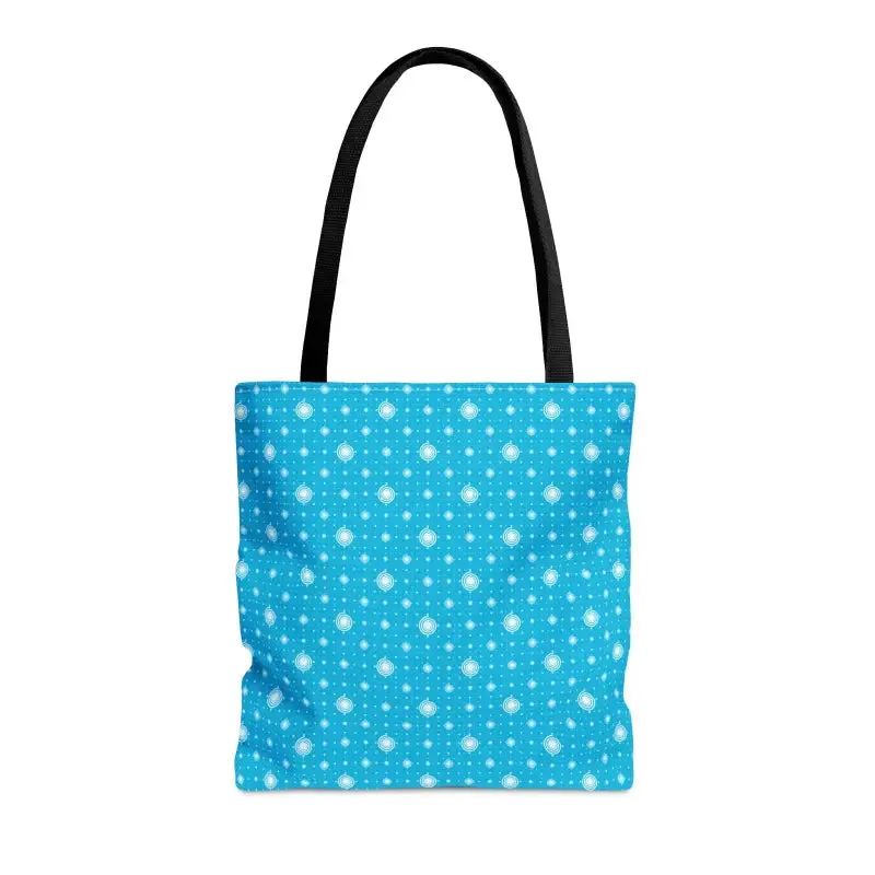 Chic Print Tote Bag with Bold Blue Background