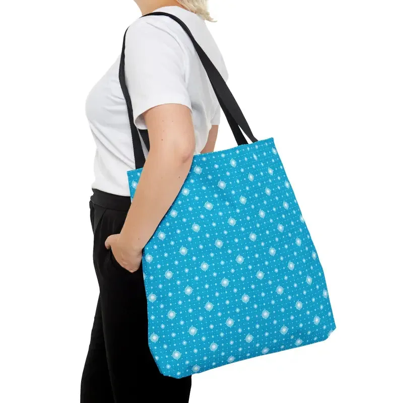 Chic Print Tote Bag with Bold Blue Background