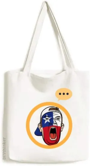 Chile Flag Facial Makeup Head Screaming Cap Expression Gift Sack Canvas Tote Shoulder Bag