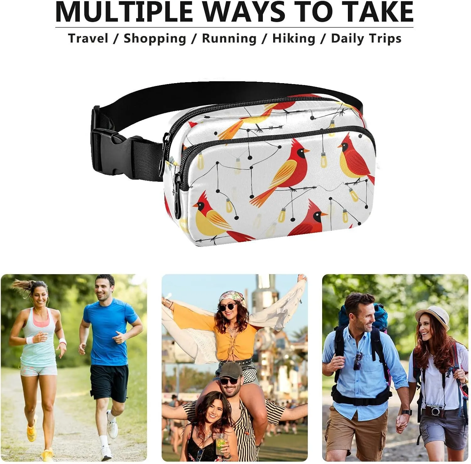 Christmas Bird Fanny Packs for Women Fanny Pack For Men Belt Bag Crossbody Fanny Packs for Women Running Fanny Pack Waist Pack 21341304