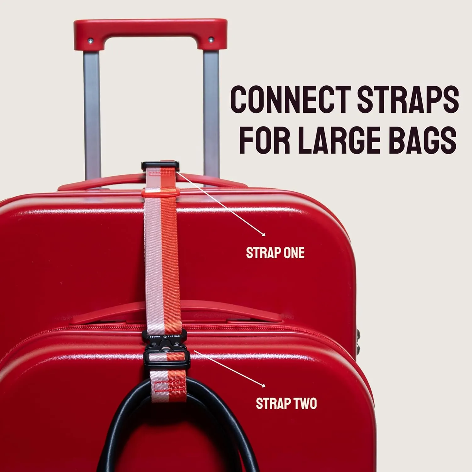Cincha Add A Bag Luggage Strap Connectors - Connect Multiple Suitcases and Bags - Airport Travel Accessories - As Seen on Shark Tank - 2pcs (Rugby)