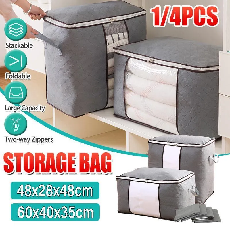 Clothing Storage Bags 1/4PCS Non-woven Fabric Grey