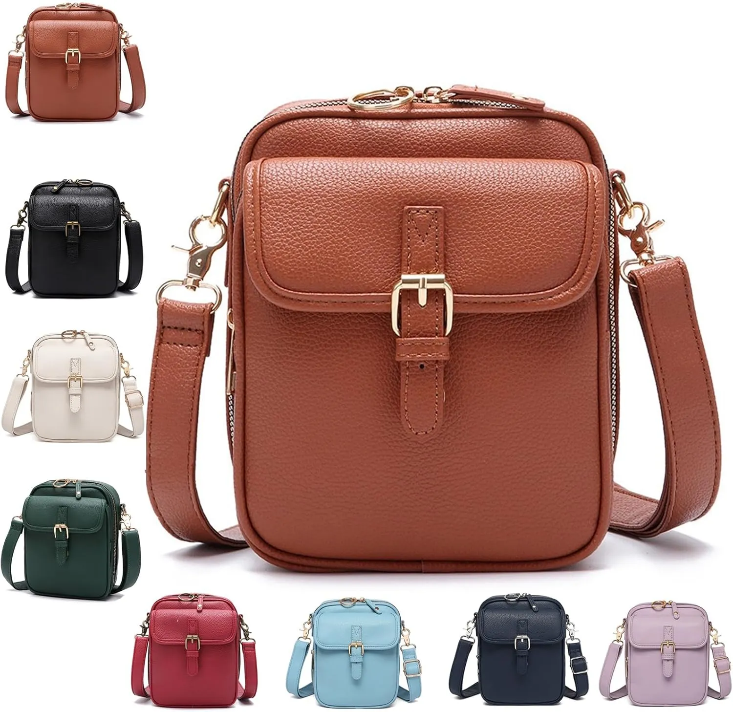 Collaboraten1 Crossbody Leather Bag, Urvashii Vintage Double Layer Large Capacity Mini Anti Theft Cross Body Bags
