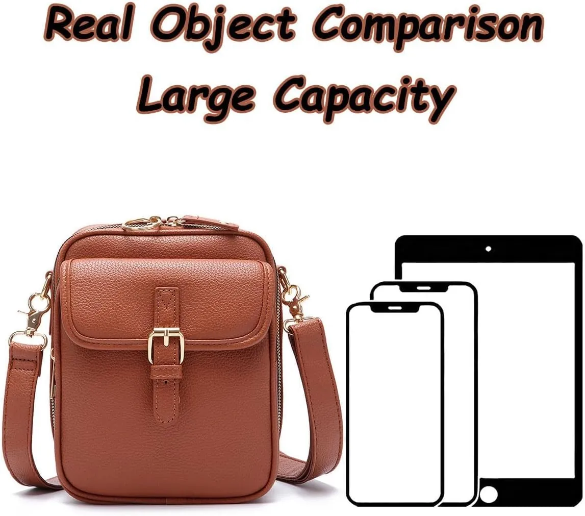 Collaboraten1 Crossbody Leather Bag, Urvashii Vintage Double Layer Large Capacity Mini Anti Theft Cross Body Bags