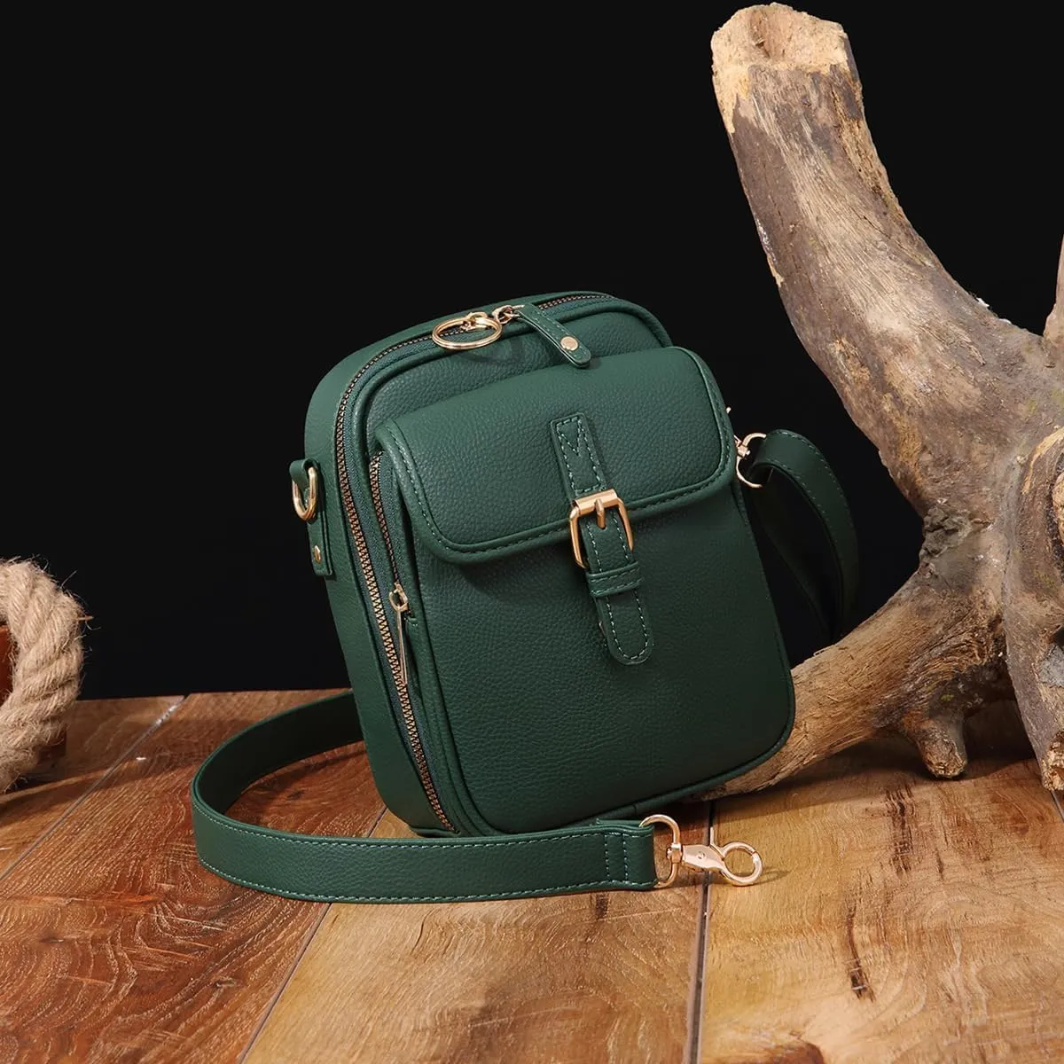 Collaboraten1 Crossbody Leather Bag, Urvashii Vintage Double Layer Large Capacity Mini Anti Theft Cross Body Bags